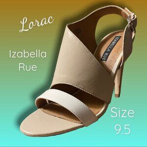 Izabella Rue Lorac Peep Toe Sandal Heels Size 9.5 Ivory and Taupe